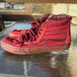 Men’s Hightop SK-8 Vans - Maroon/Rear Zipper